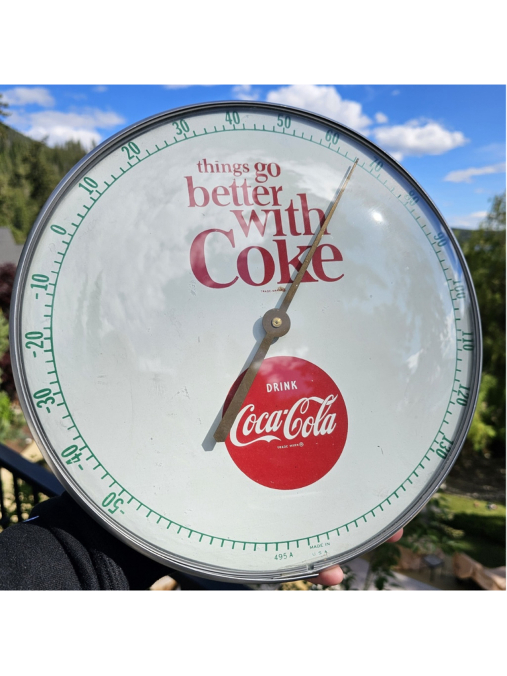 ''things go better with Coke" Thermometer Nice Glass, Works! 495A USA